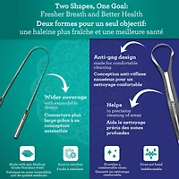 GuruNanda Assortiment de Gratte-Langues en Cuillère et en U avec Étui de Voyage, Acier Inoxydable, Sans BPA, pour Tous les Âges