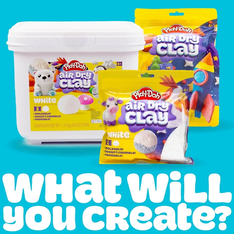 Seau de pâtes à modeler séchant à l’air de la marque Play-Doh, lot de 5 pâtes blanches PLAYDOH 40OZ BLANC