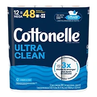Papier hygiénique Cottonelle Ultra Clean,12 méga rouleaux, 284 feuilles par rouleau