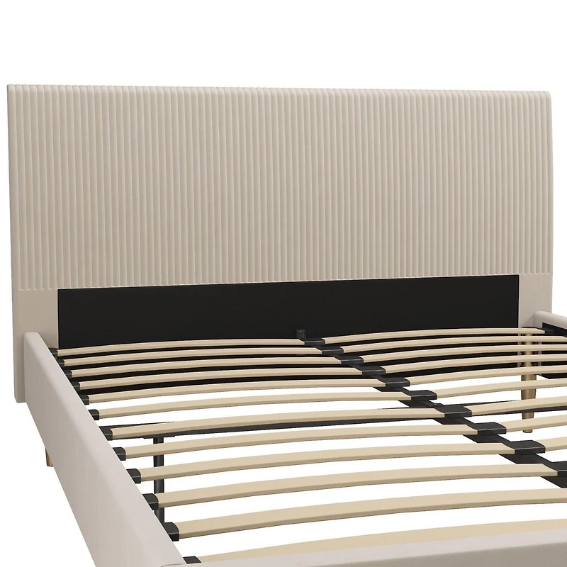 Lit rembourré Daphne de Mr. Kate, deux (2) places, velours blanc