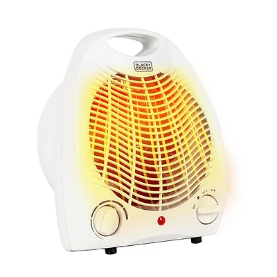 BLACK+DECKER Chauffage d'appoint pour bureau, bureau à domicile et bureau portable, chauffage personnel avec 3 réglages, chauffage de bureau avec thermostat réglable, blanc