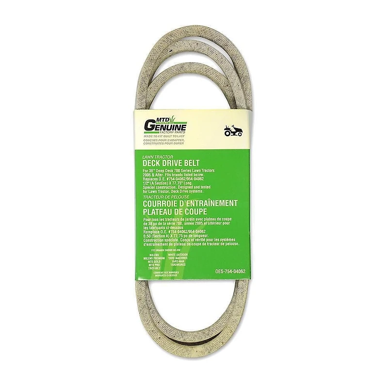 MTD Courroie d'entraînement de rechange pour plateau de coupe de tracteur de pelouse MTD, 38 po