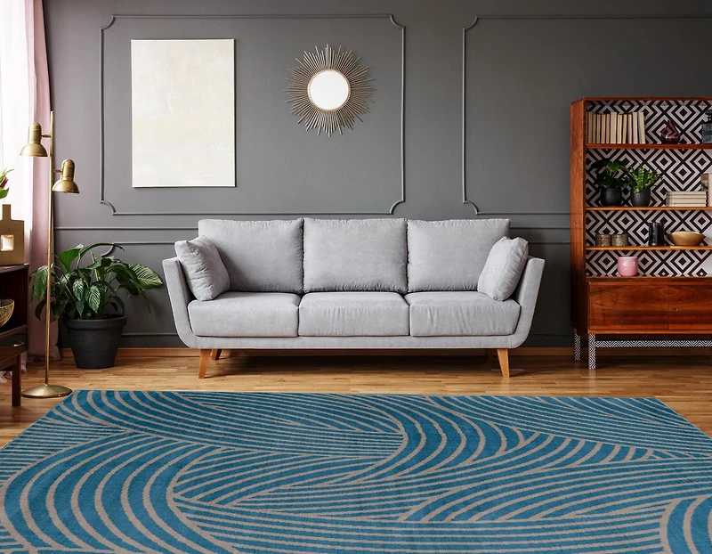 Capri Binya Blue & Light Grey 6' 5" x 9' 3" Area Rug