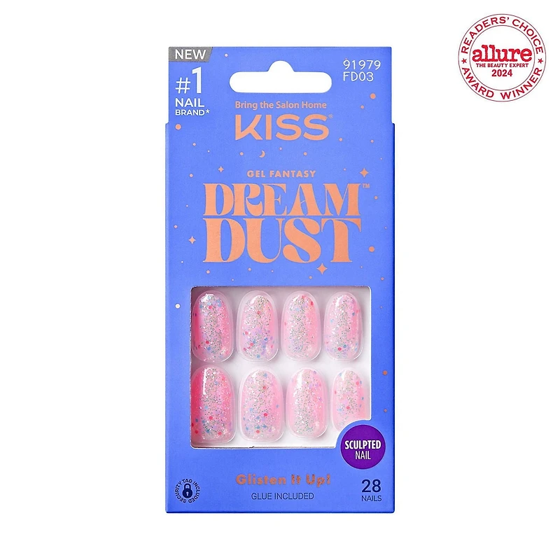 KISS Gel Fantasy Dreamdust, Diamond 4 Me, Moyen Ovale, 28u. Just Press On&Go, Bold Volume