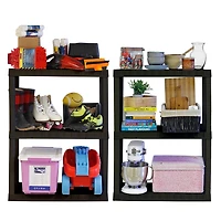 Hyper Tough Plastic Shelf Garage Storage Shelves Heavy Duty Shelving Unit Storage Rack 3-Tier 38"H x 18"D x 36"W Black-450 lbs