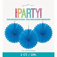 Éventails en papier de soie bleu royal 6 po, 3 ct Diamètre : 6"