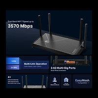 TP-Link Dual-Band BE3600 Wi-Fi 7 Router (Archer BE230) - 4-Stream 3.6 Gbps, 2×2.5G + 3×1G Ports, USB 3.0, 2.0 GHz Quad Core, 4 Antennas, VPN Clients & Server, EasyMesh, HomeShield, MLO, Private IOT