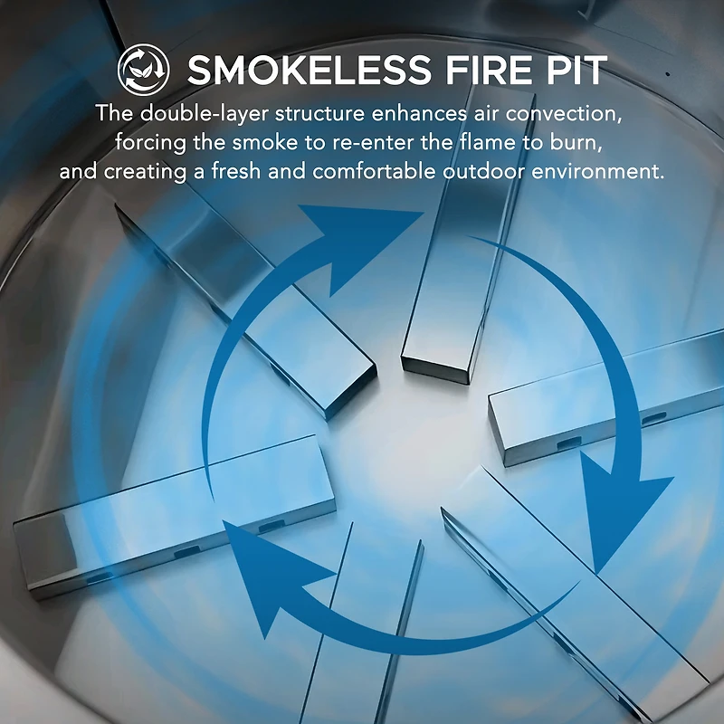 Sunjoy Foyer extérieur sans fumée 28 pouces avec cendrier amovible, foyer à bois portatif extérieur avec housse en PVC et tisonnier, idéal pour le camping, les feux de camp et le jardin, noir