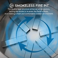 Sunjoy Foyer extérieur sans fumée 28 pouces avec cendrier amovible, foyer à bois portatif extérieur avec housse en PVC et tisonnier, idéal pour le camping, les feux de camp et le jardin, noir