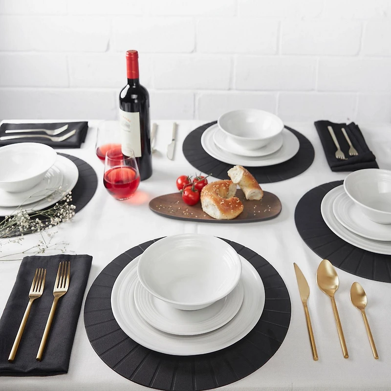Bianco Bande Service de table 12 pièces, service pour 4
