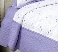 Marina Decoration Embroidered Stitching Coverlet Bedspread Ultra Soft Solid Bedding Summer Quilt Set with Quilted Sham, Purple Floral Pattern