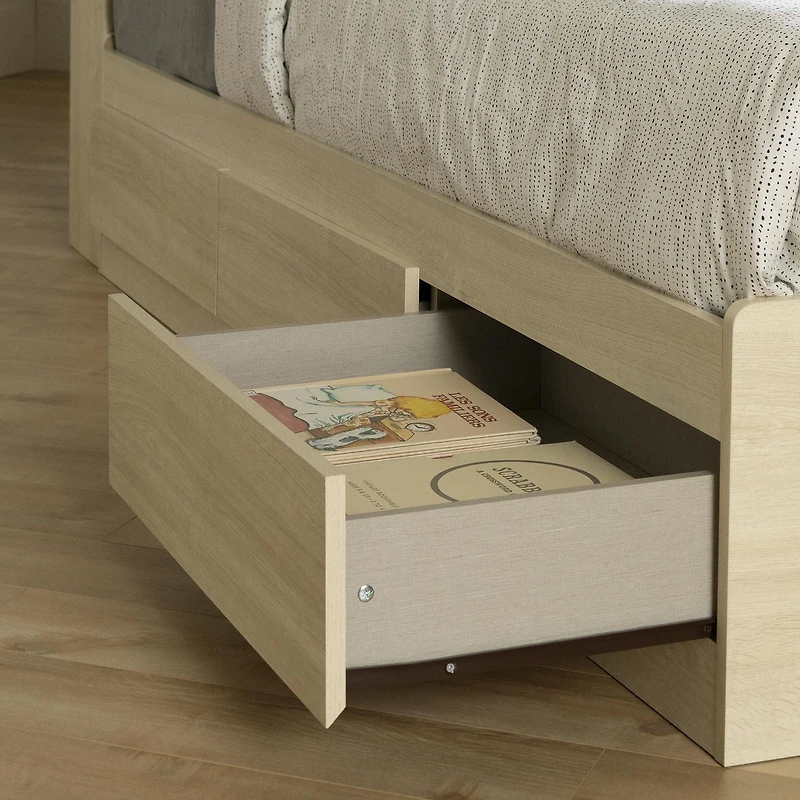 Lit matelot 3 tiroirs Simple, fini Chêne blanchi, collection Noah de Meubles South Shore