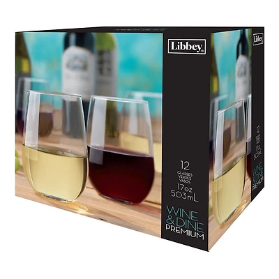 Libbey Glass Wine & Dine Premium Stemless Glass Set