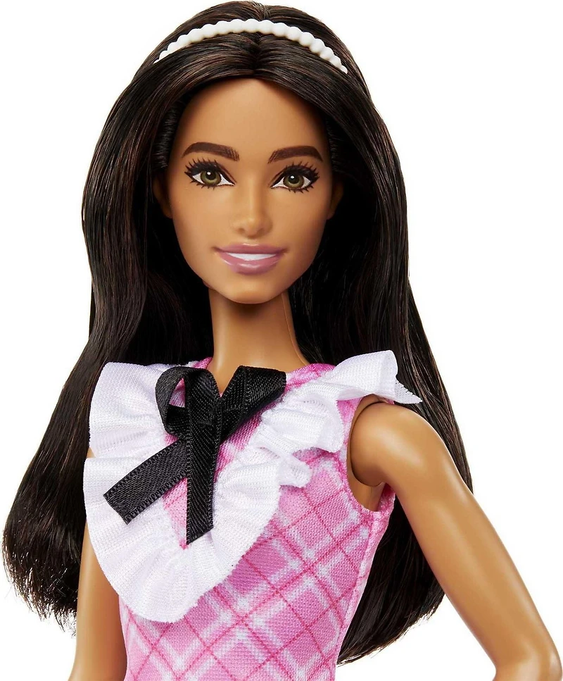 Barbie Fashionistas Doll #209 with Black Hair and a Plaid Dress, Ages 3+