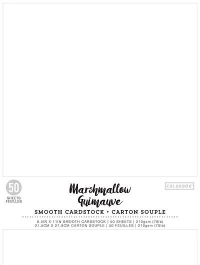 Colorbok Marshmallow Smooth Cardstock, 50 Sheets