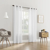 Mainstays 2-Pack Waffle semi-sheer Grommet Curtain Panel Pair, 2 panels,