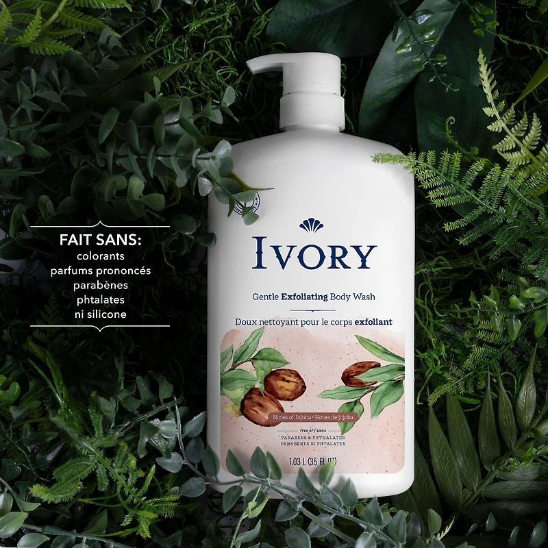 Doux nettoyant pour le corps exfoliant Ivory, parfum Notes de jojoba, 1,03 L (35 oz) 2T-5T