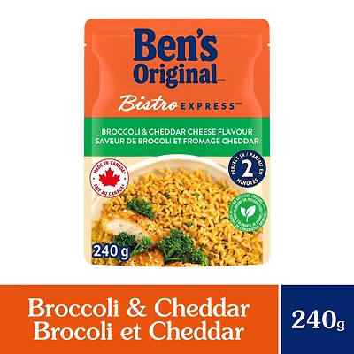 BEN'S ORIGINAL BISTRO EXPRESS brocoli et cheddar, riz à grains longs et d'accompagnement, sachet de 240 g La perfection à tout coupMC