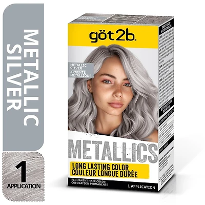 Got2b Metallics Permanent Hair Color, M71 Metallic Silver, 1 Application, 1 application, 60ml