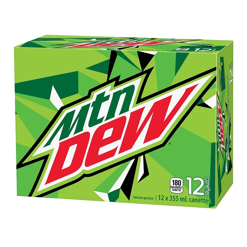 Boisson gazeuse MTN Dew, 355 mL, 12 canettes 12x355mL