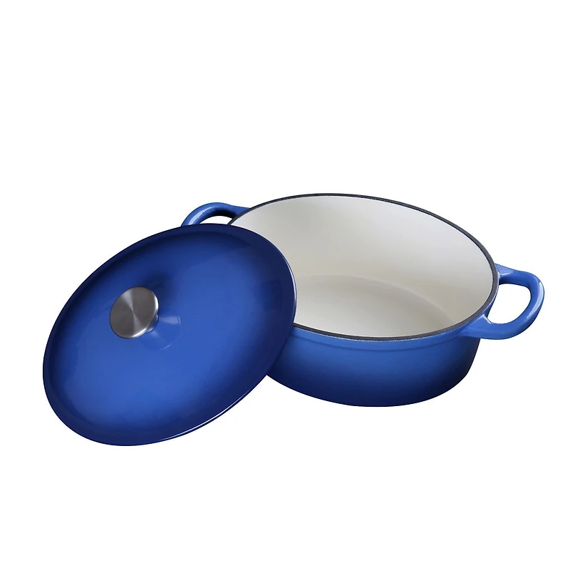Mainstays Cocotte ovale en fonte émaillée 4,12 pintes, bleu