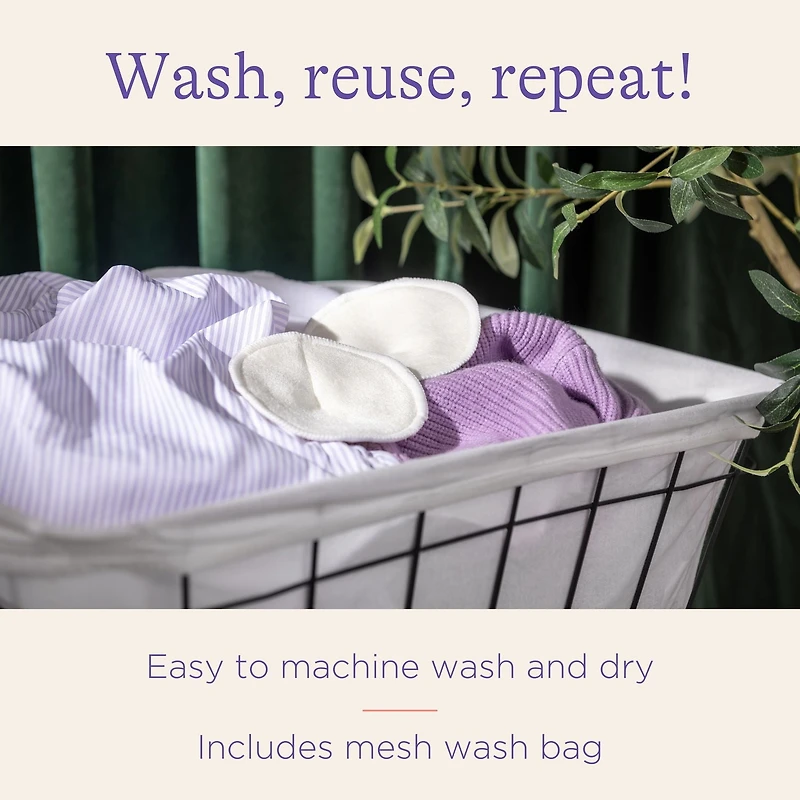 Lansinoh Washable Nursing Pads, Made with Organic Bamboo Viscose, Reusable Breast Pads for Breastfeeding with Wash Bag, Breastfeeding Essentials, 10 Pads