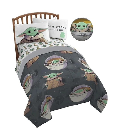 L'Enfant "Bébé Yoda" Ensemble de Literie 5 Pièces pour Lit 1 Place + En Prime un Sac