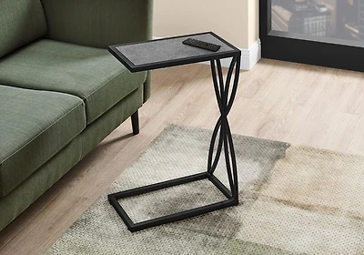 Monarch Specialties Accent Table, C-shaped, End, Side, Snack, Living Room, Bedroom, Metal, Laminate, Grey, Black, Contemporary, Modern
