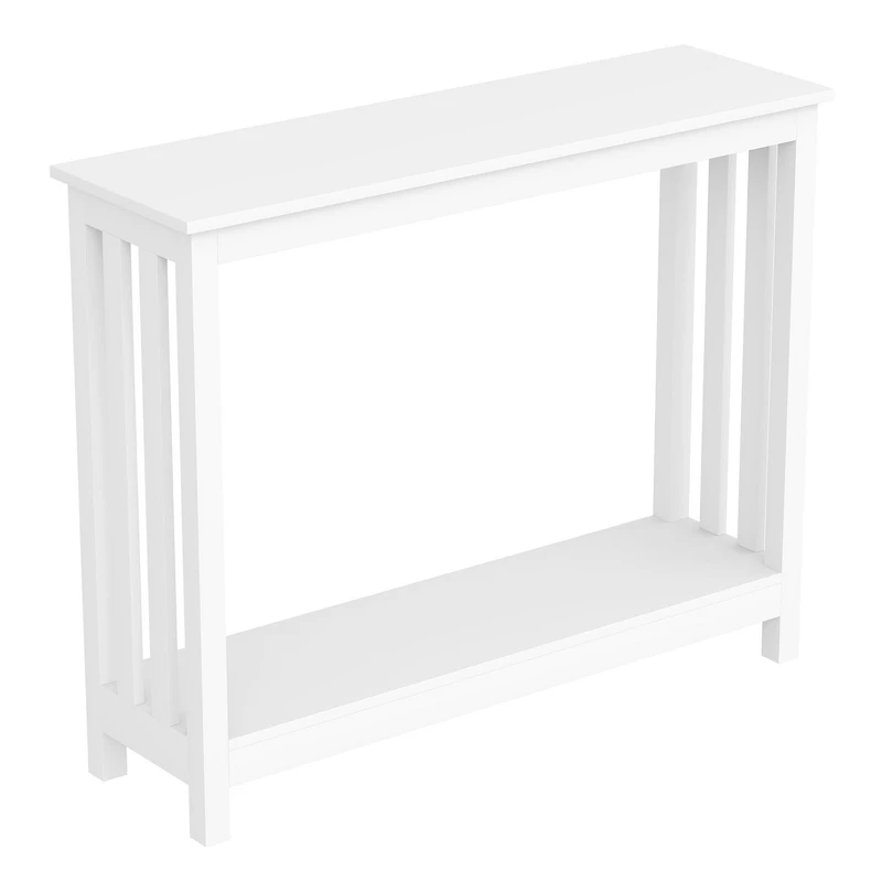 Safdie & Co. Entryway Console Sofa Couch Accent Table 39in L White with 1 Shelf for Living Room
