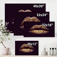 Designart Lèvres féminines métallisées dorées sexy II Art mural sur toile