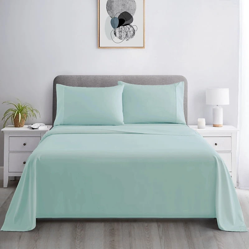 Marina Decoration 600 Thread Count Ultra Soft Deep Pocket Hotel Standard Solid Bedding Long Staple Percale Cotton All Season Sheet Set with Pillowcase