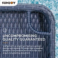 Sunjoy Auvent flottant pour piscine avec plateau flottant en osier supplémentaire de 24 x 24 pouces, bleu marine