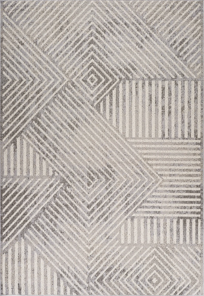Tapis d'intérieur moderne Branch Jules, gris beige, géométrique - Salon, chambre, salle à manger et cuisine
