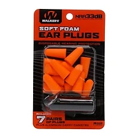 Walker's GWP-PLGCAN-OR 7 paires de bouchons en mousse orange fluo avec boîte de transport en aluminium noir 7 paires de bouchons en mousse orange fluo