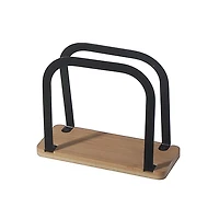 Metal Standing Napkin Holder With Bamboo Bottom
