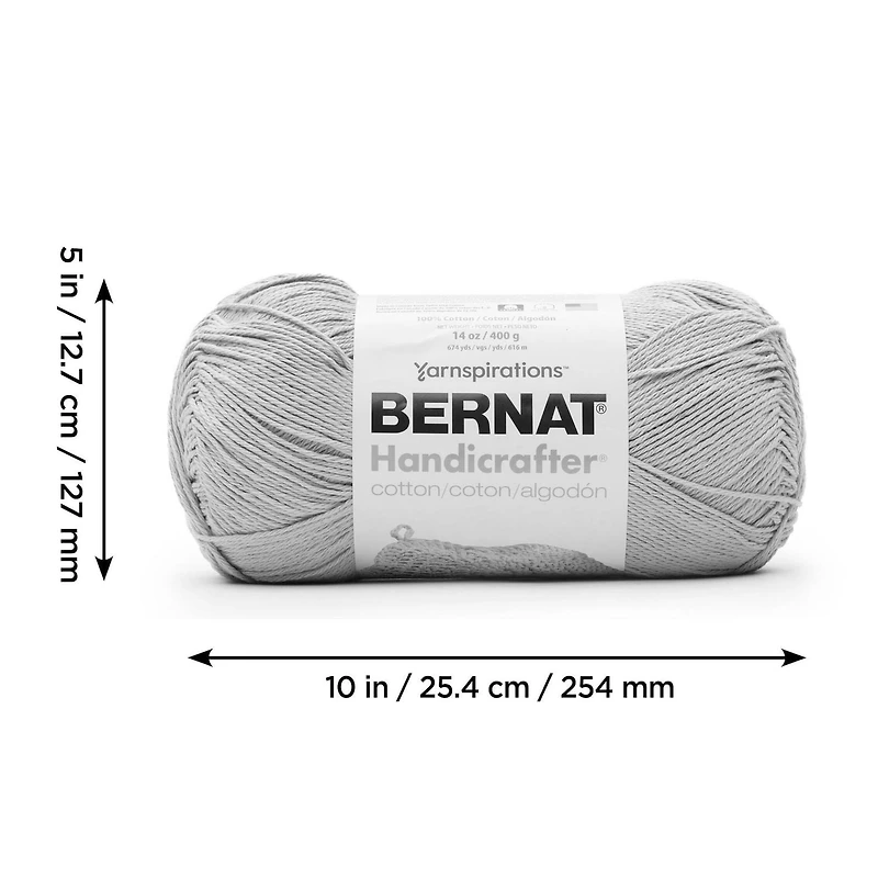 Bernat® Handicrafter® Yarn, Cotton #4 Medium, 14oz/400g, 710 Yards, Economical size versatile yarn