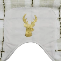 Way to Celebrate Vêtements pour chiens: Pyjama en molleton pour chiens, carreaux ivoire avec une sérigraphie scintillante de renne, taille XS-XL