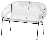 Banc Acapulco en vinyle, cadre noir, banc extérieur, capacité de 2 personnes.