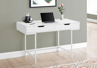 Monarch Specialties Bureau, Bureau À Domicile, Ordinateur Portable, Tiroirs De Rangement, 48"l, Travail, Métal, Stratifié, Blanc, Contemporain, Moderne