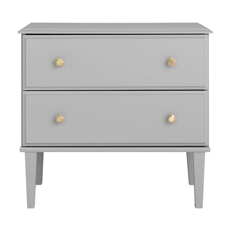 Prepac Lux Grey 2 Drawer 16"D x 27.75"W x 25"H Nightstand