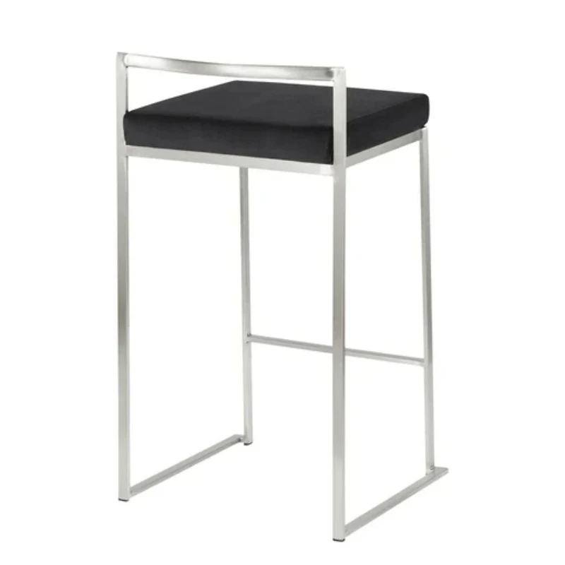 Heavenly Collection Tabouret en PU Noir avec Cadre en Acier Inoxydable ENSEMBLE DE 3
