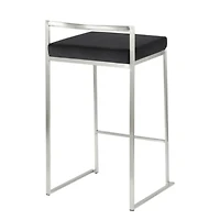 Heavenly Collection Tabouret en PU Noir avec Cadre en Acier Inoxydable ENSEMBLE DE 3