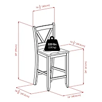Table à abattant 3 pièces Lynnwood avec 2 tabourets de comptoir à dossier en V de Winsome - 94355