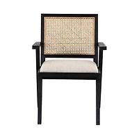 Rotterdan Dining Chair With Wood Frame and Natural Rattan SET OF 2