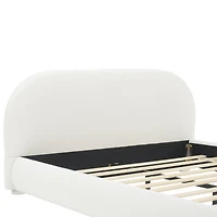 Noble House Lit rembourré Style Queen Cream, tête de lit en tissu texturé courbé avec cadre solide, blanc crémeux