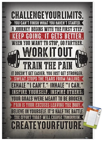 Challenge Your Limits Wall Poster, 14.725" x 22.375"