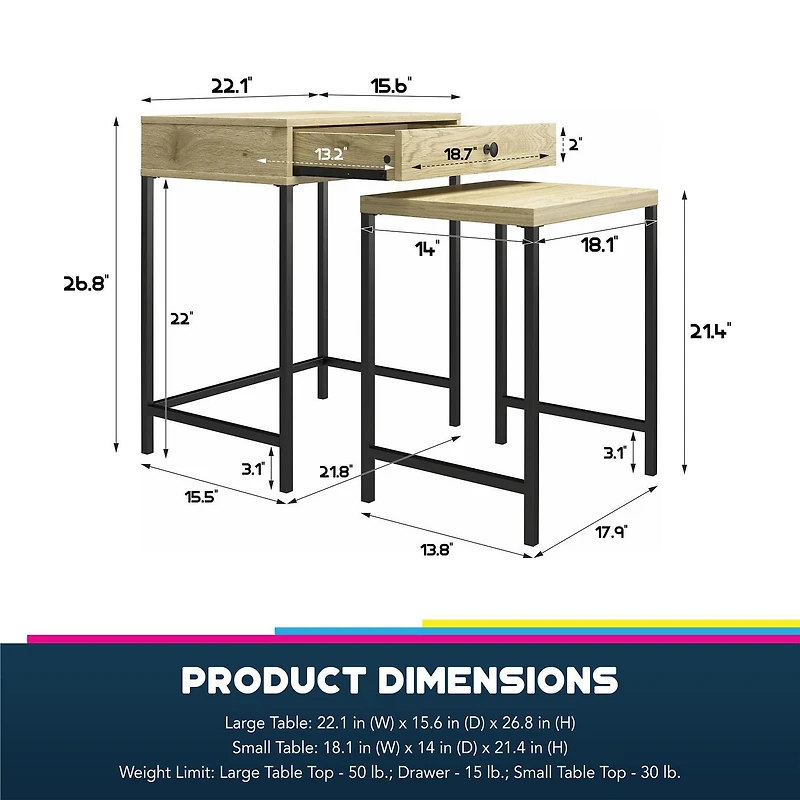 Tables d’appoint gigognes Tamlin naturel