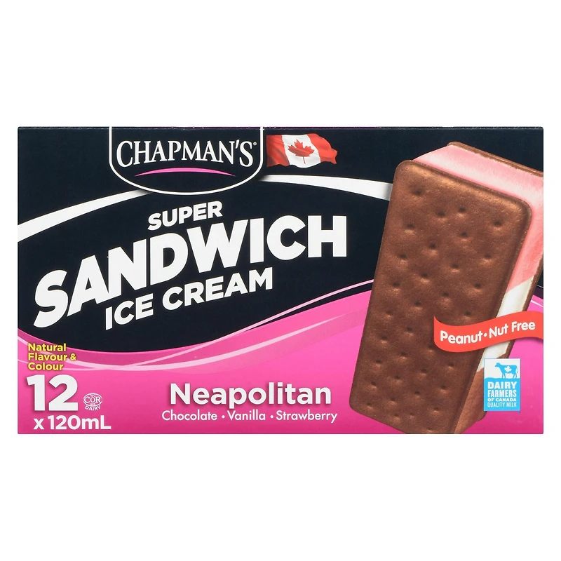 Chapman's Super Sandwich Neapolitan Ice Cream in a Box 12 x 120 ml