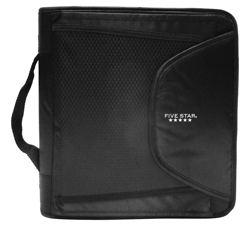 Five Star Slim 1.5" Zipper Binder Black with Handle