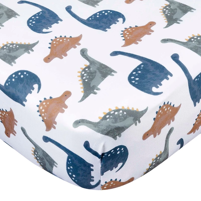Gerber Childrenswear - Knit Crib Sheet - Dino Time - Dino, GB - Knit Crib Sheet - Dino Time - Dino